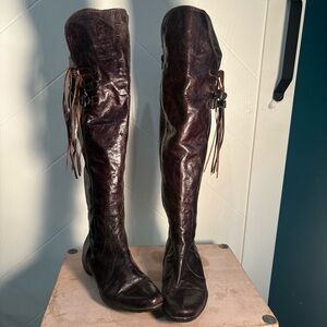 Brown Leather Knee-High Boots Lavorazione Artigiana / Riding Boots/ Boho Chic